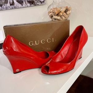 Red Gucci Wedges
